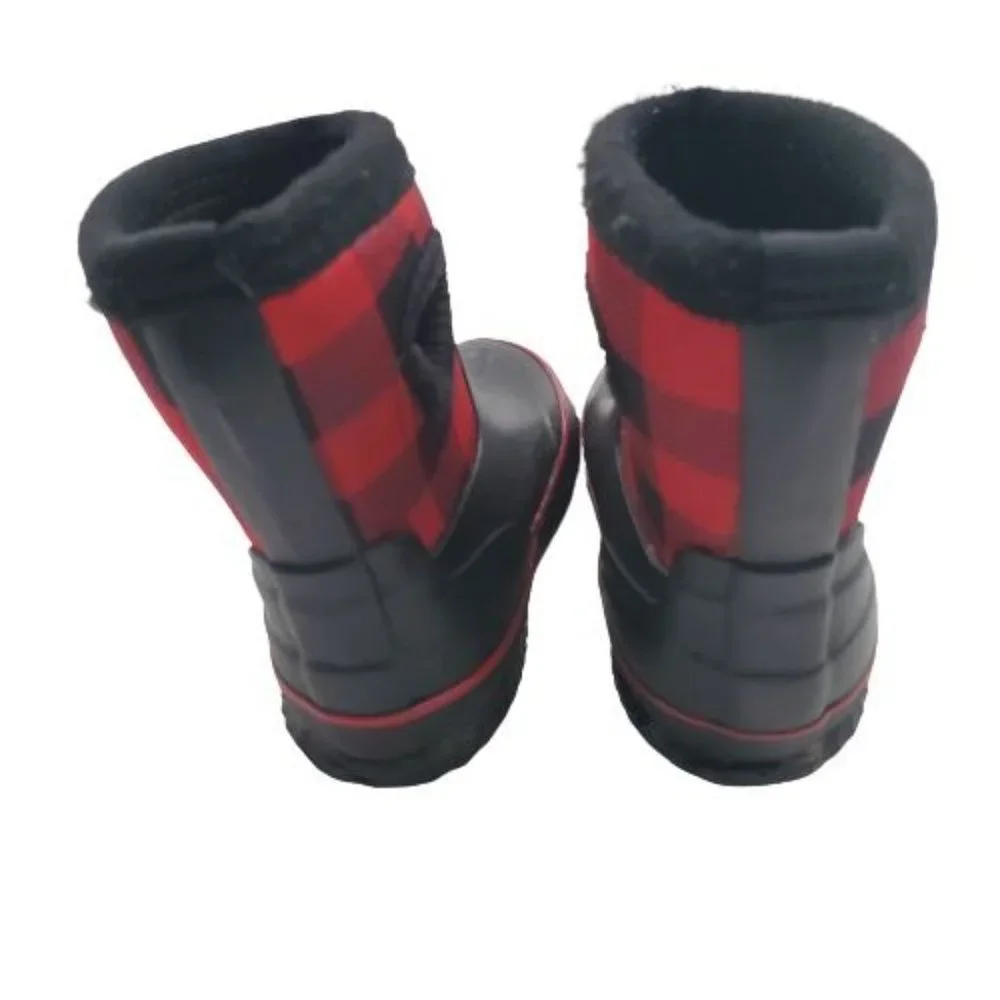 Cat & Jack Unisex Kids‎ Red Buffalo Plaid Waterproof Winter  Snow Boots Size 5/6
